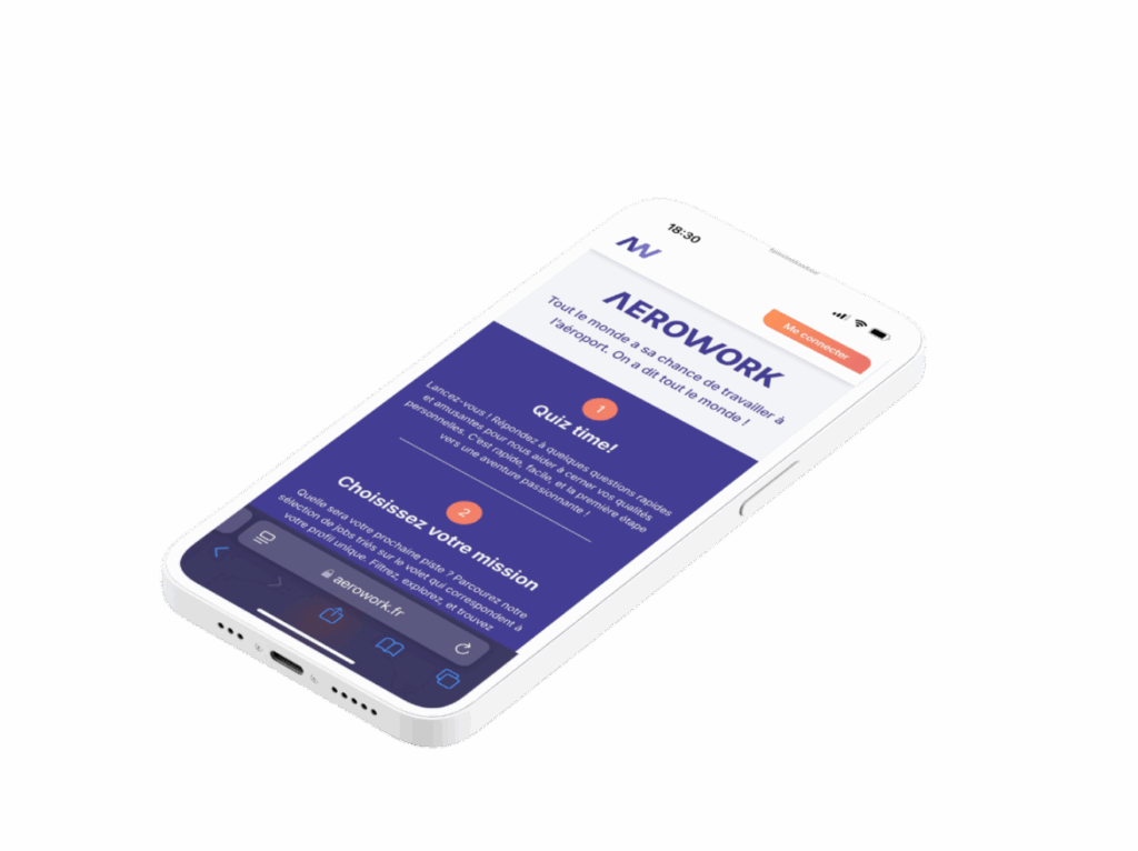 mockup téléphone représentant Aerowork